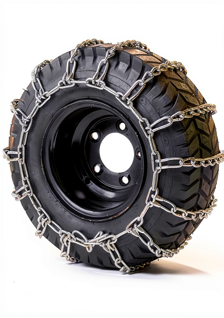 Installing Cutter King Snow Chains for 4.10x3.50-4 / 4.30x3.00-5 Tires on a wooden garage floor