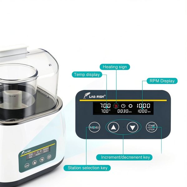 LAB FISH Digital Water Bath Magnetic Stirrer 3L with Stainless Steel-3